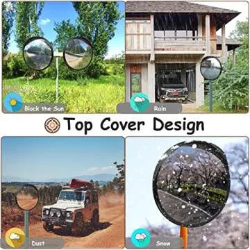 Arcylic Convex Mirror 𝟭𝟮" 𝗦𝗲𝗰𝘂𝗿𝗶𝘁𝘆 𝗠𝗶𝗿𝗿𝗼𝗿, Adjustable Fixing Bracket Wide Angle Clear View For Indoor Outdoor Driveway Parking Garage Warehouse Office By Hydencamm (12 inch)