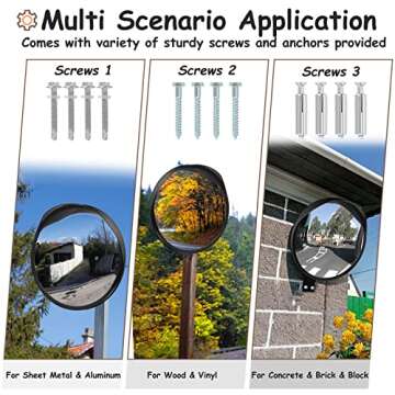 Arcylic Convex Mirror 𝟭𝟮" 𝗦𝗲𝗰𝘂𝗿𝗶𝘁𝘆 𝗠𝗶𝗿𝗿𝗼𝗿, Adjustable Fixing Bracket Wide Angle Clear View For Indoor Outdoor Driveway Parking Garage Warehouse Office By Hydencamm (12 inch)