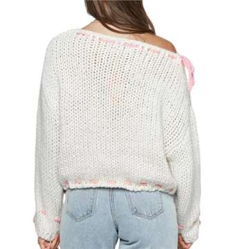 Chic Y2k Long Sleeve Bow Knitted Sweater for Women
