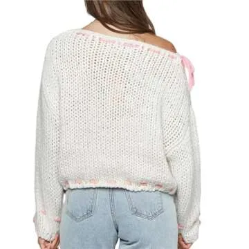 Chic Y2k Long Sleeve Bow Knitted Sweater for Women