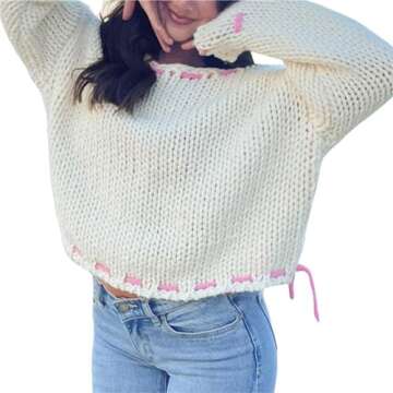 Chic Y2k Long Sleeve Bow Knitted Sweater for Women
