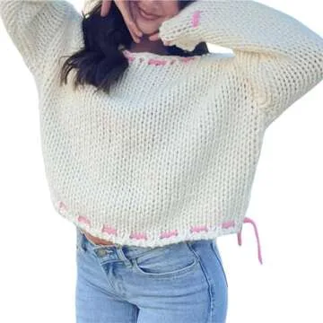 Chic Y2k Long Sleeve Bow Knitted Sweater for Women