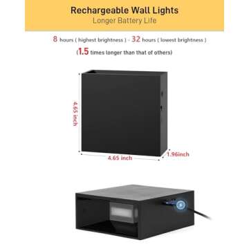 MICEYLIVE Wall Sconces Set of Two - Dimmable Wall Lights Battery Operated Wall Sconce, Rechargeable Wall Sconce 3 Color Temp, Indoor Wireless Sconces Wall Decor Set of 2 Cordless, Living Room, Bedroom