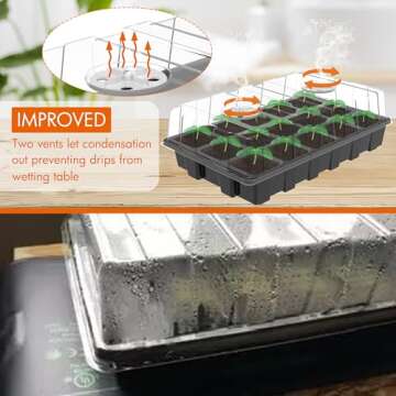 Gardzen 5-Pack Seed Starter Kits, Reusable Plant Germination Trays with Total 75-Cell, Seed Starter ...