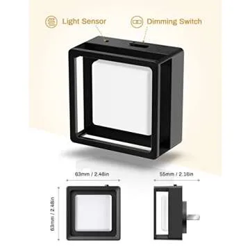 DORESshop Night Light, LED Night Lights Plug Into Wall [2 Pack] with Dusk-to-Dawn Sensor, Dimmable Nightlights, Adjustable Brightness for Bathroom, Hallway, Bedroom,Kids Room,Stairway