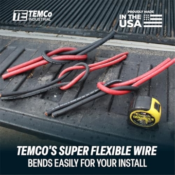 TEMCo 6 Gauge Heavy Duty Welding Cable 50 Ft Red Black Made in USA