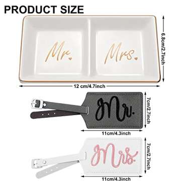 Frienda Wedding Ring Dish Engagement Ceramic Trinket Tray Wedding Jewelry Ring Holder with 2 Pieces ...