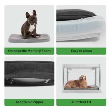 Diggs Snooz Dog Bed, Light Grey, Medium (Memory Foam Dog Bed, Orthopedic Dog Bed, Puppy Bed, Pet Bed) Dog Crate Pad, Dog Crate Bed
