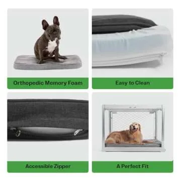 Diggs Snooz Dog Bed, Light Grey, Medium (Memory Foam Dog Bed, Orthopedic Dog Bed, Puppy Bed, Pet Bed) Dog Crate Pad, Dog Crate Bed
