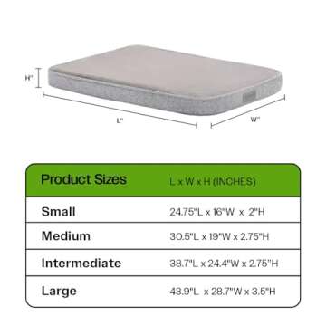 Diggs Snooz Dog Bed, Light Grey, Medium (Memory Foam Dog Bed, Orthopedic Dog Bed, Puppy Bed, Pet Bed) Dog Crate Pad, Dog Crate Bed