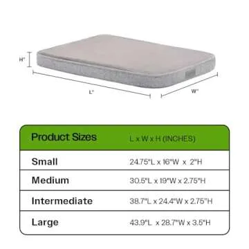 Diggs Snooz Dog Bed, Light Grey, Medium (Memory Foam Dog Bed, Orthopedic Dog Bed, Puppy Bed, Pet Bed) Dog Crate Pad, Dog Crate Bed
