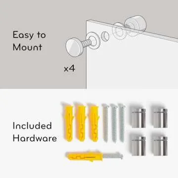 U Brands Glass Dry Erase Board, 35"x23", Black Surface with Silver Grommets, Frameless, Includes Marker with Built-in Eraser