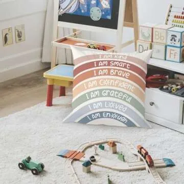 QIYUHOY Calming Corner Cozy Corner Classroom Reading Corner Rainbow Decor Throw Pillow Covers 18x18,...