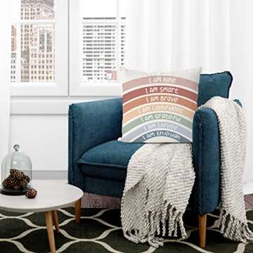 QIYUHOY Calming Corner Cozy Corner Classroom Reading Corner Rainbow Decor Throw Pillow Covers 18x18, Book Center Home Bedroom Playroom Decorative Pillow Covers（red）