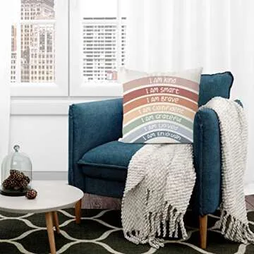 QIYUHOY Calming Corner Cozy Corner Classroom Reading Corner Rainbow Decor Throw Pillow Covers 18x18, Book Center Home Bedroom Playroom Decorative Pillow Covers（red）