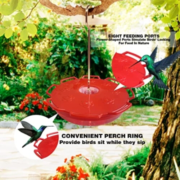 BIRD WISH Hummingbird Feeder with 8 Ports for Outdoors