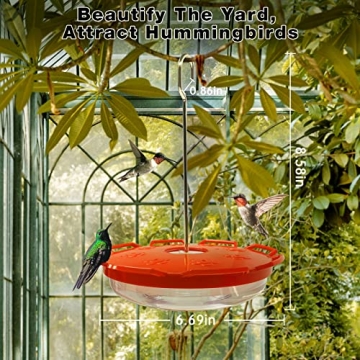 BIRD WISH Hummingbird Feeder with 8 Ports for Outdoors