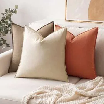 MIULEE Pack of 2 Coco Brown Pillow Covers 24x24 Inch Decorative Couch Throw Pillow Covers Linen Cushion Covers Set Modern Farmhouse Home Decor for Sofa Living Room Bed