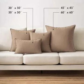 MIULEE Pack of 2 Coco Brown Pillow Covers 24x24 Inch Decorative Couch Throw Pillow Covers Linen Cushion Covers Set Modern Farmhouse Home Decor for Sofa Living Room Bed