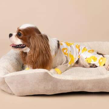 Fitwarm Duck Dog Pajamas, Cute Dog Clothes for Small Dogs Boy Girl, Pet Onesie Clothing, 100% Breathable Cotton, Yellow, XS