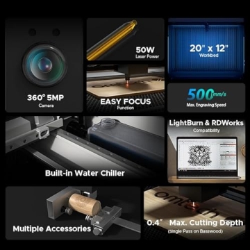 OMTech Polar 50W Desktop Laser Engraver with 12x20 Work Area