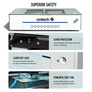 OMTech Polar 50W Desktop Laser Engraver with 12x20 Work Area