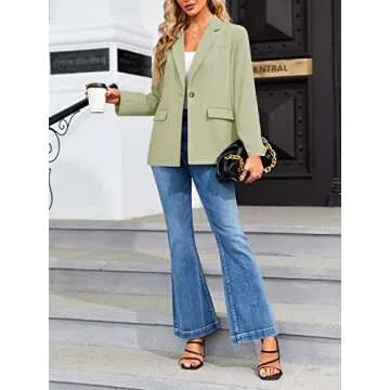 Cnkwei Women's Blazer for Work Casual Stylish Green