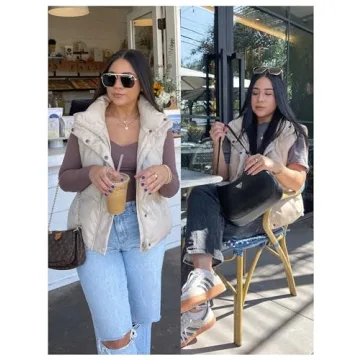 UANEO Womens Cropped Puffer Vest Stylish Faux Leather