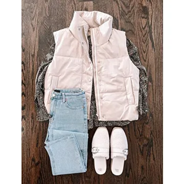 UANEO Womens Cropped Puffer Vest Stylish Faux Leather