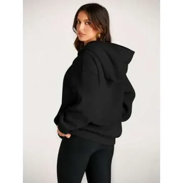 EFAN Womens Hoodies Oversized Sweatshirts Pullover Fleece Sweaters Long Sleeve Winter Fall Outfits Fashion Y2k Clothes Black L