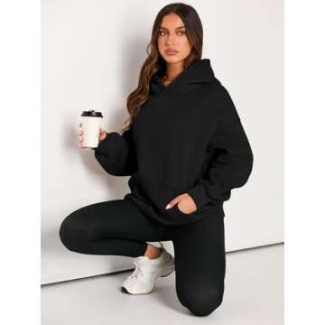 EFAN Womens Hoodies Oversized Sweatshirts Pullover Fleece Sweaters Long Sleeve Winter Fall Outfits Fashion Y2k Clothes Black L