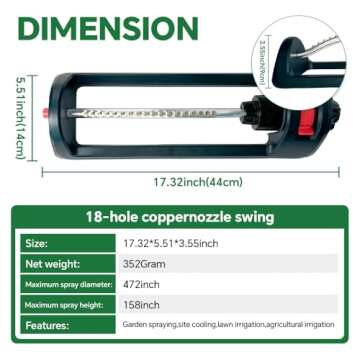 Meekamar Lawn Sprinkler with Heavy Base & Brass Nozzles