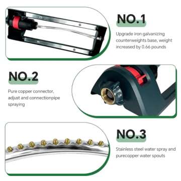 Meekamar Lawn Sprinkler with Heavy Base & Brass Nozzles