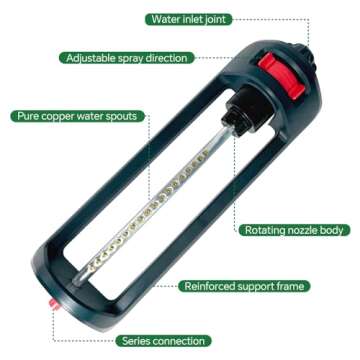 Meekamar Lawn Sprinkler with Heavy Base & Brass Nozzles