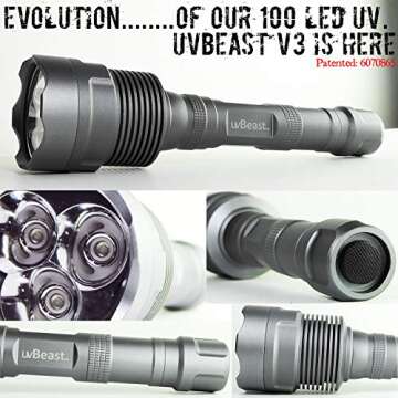 uvBeast New V3 385-395nm Black Light UV Flashlight - High Power Upgraded Triple Broad Band LEDs Best...