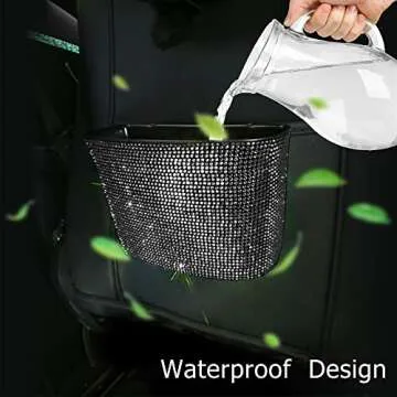 Chic Rhinestone Car Trash Bin for Stylish Cleanliness