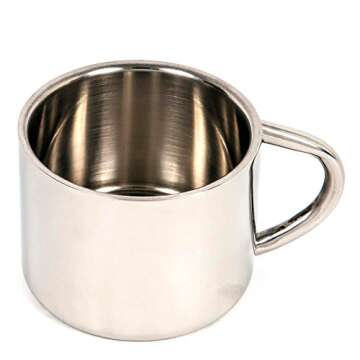 Farnsworth & Lloyd Silver Stainless Steel Double Wall Espresso Cups, Set of 4, Small