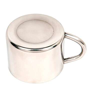 Farnsworth & Lloyd Silver Stainless Steel Double Wall Espresso Cups, Set of 4, Small