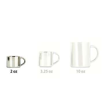 Farnsworth & Lloyd Silver Stainless Steel Double Wall Espresso Cups, Set of 4, Small