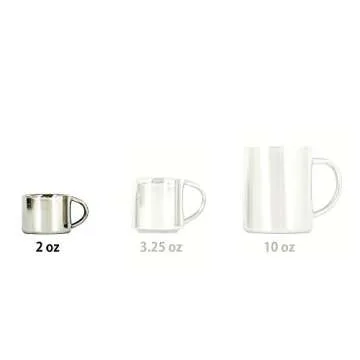 Farnsworth & Lloyd Silver Stainless Steel Double Wall Espresso Cups, Set of 4, Small