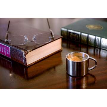 Farnsworth & Lloyd Silver Stainless Steel Double Wall Espresso Cups, Set of 4, Small