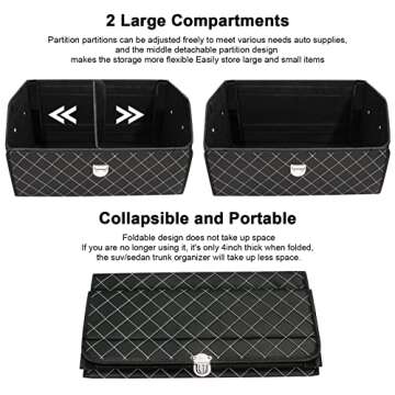 Zrpiot Trunk Organizer For Car - Cargo Storage Box Suv - Leather Collapsible Auto Grocery Trunk Organizer,Trunk Waterproof Folding Expandable Organizer Basket Wich Lid For Truck…