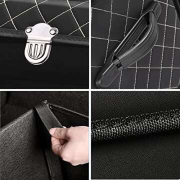 Zrpiot Trunk Organizer For Car - Cargo Storage Box Suv - Leather Collapsible Auto Grocery Trunk Organizer,Trunk Waterproof Folding Expandable Organizer Basket Wich Lid For Truck…