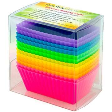 Rectangle Silicone Muffin Cups for Baking, Set of 12 Reusable Silicone Baking Cups, Bento Lunch Box Dividers, Nonstick Silicone Cupcake Molds, Silicone Cupcake Liners for Baking