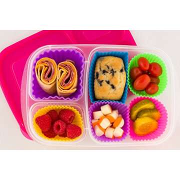 Rectangle Silicone Muffin Cups for Baking, Set of 12 Reusable Silicone Baking Cups, Bento Lunch Box Dividers, Nonstick Silicone Cupcake Molds, Silicone Cupcake Liners for Baking