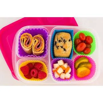 Rectangle Silicone Muffin Cups for Baking, Set of 12 Reusable Silicone Baking Cups, Bento Lunch Box Dividers, Nonstick Silicone Cupcake Molds, Silicone Cupcake Liners for Baking