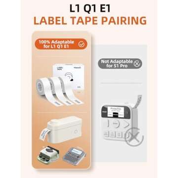 MakeID L1 E1 Q1 Label Maker Tape Adapted Label Print Paper Refills Standard Laminated Office Labelin...