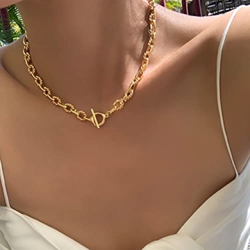 BAMERAL Gold Chain Necklace 18K Plated Jewelry for Women