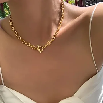 BAMERAL Gold Chain Necklace 18K Plated Jewelry for Women