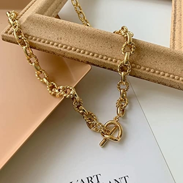 BAMERAL Gold Chain Necklace 18K Plated Jewelry for Women